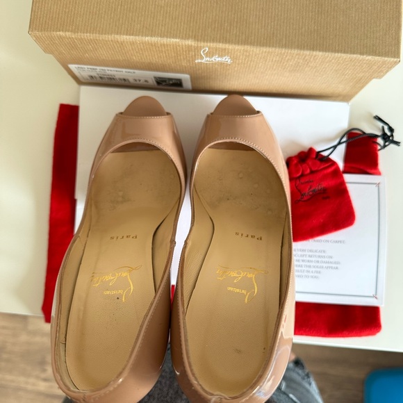 Christian Louboutin Womens Nude Lady Peep 150 Patent Calf. - Picture 7 of 9